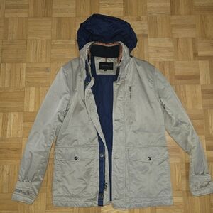 Banana Republic Tan Beige Jacket with Navy Hood
